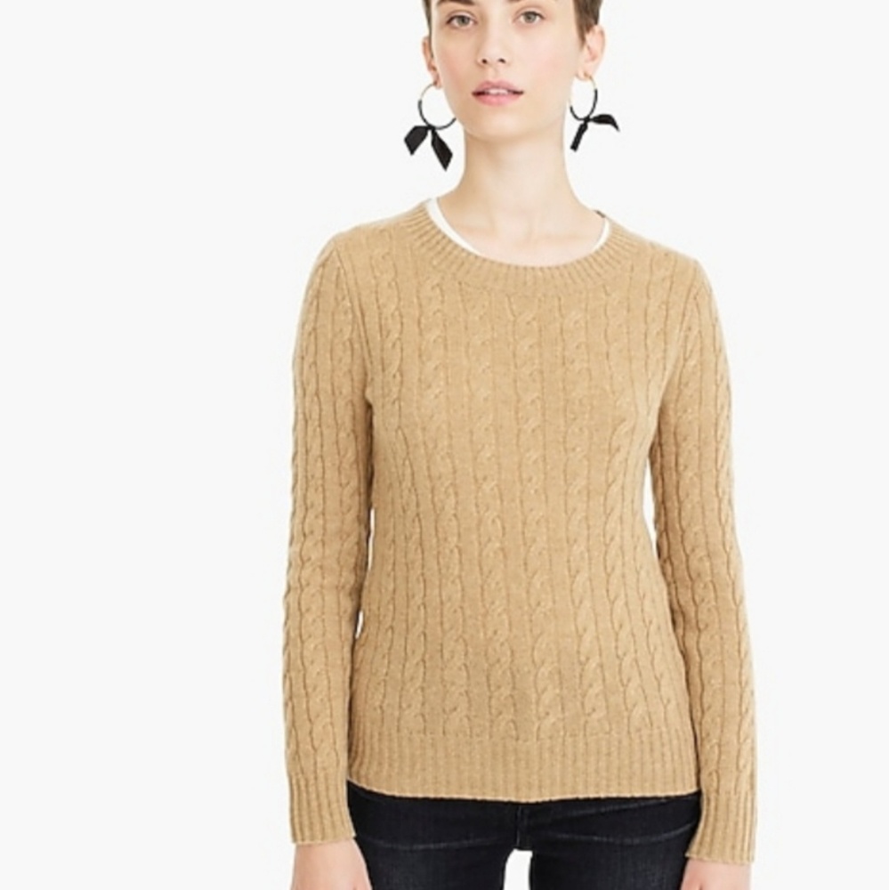 J. Crew Camel Cable Knit Sweater Medium